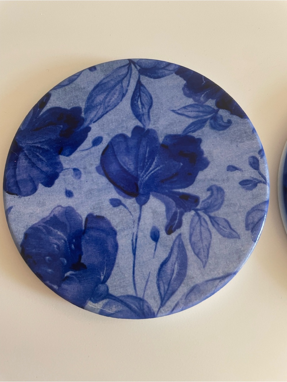 Blue Floral Round Coasters - Picture 3 of 7